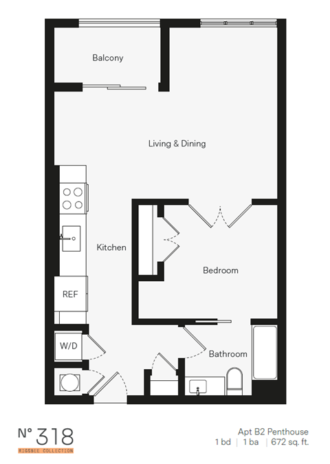 B2 One Bedroom / One Bath (Phase One). The Rigsbee Collection. Durham, NC.